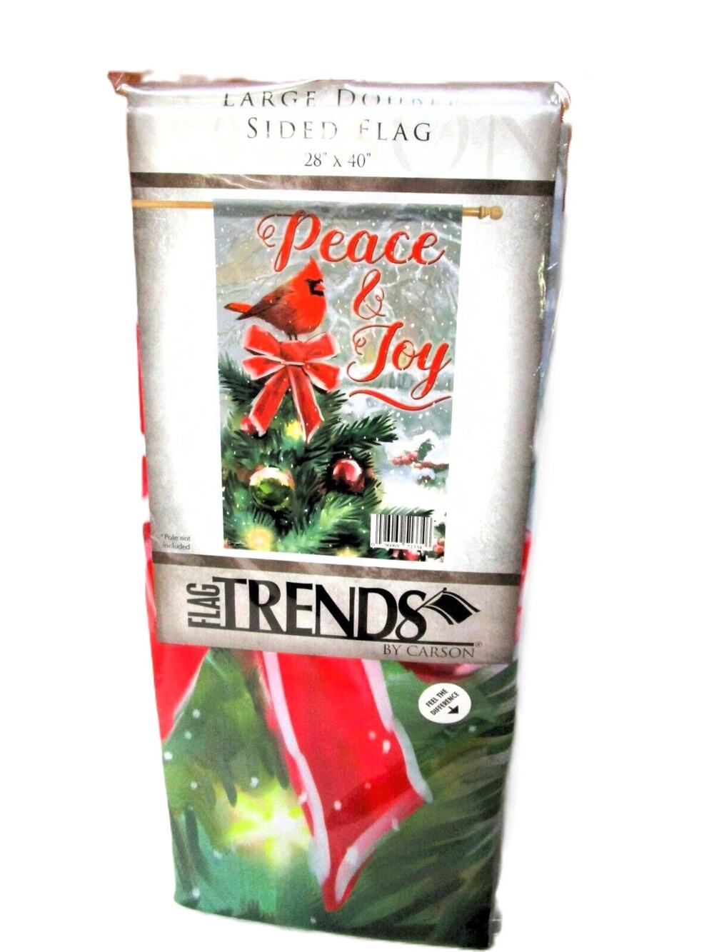 Carson Christmas Garden Flag Peace & Joy Red Cardinal 28x40 inches Double Sided